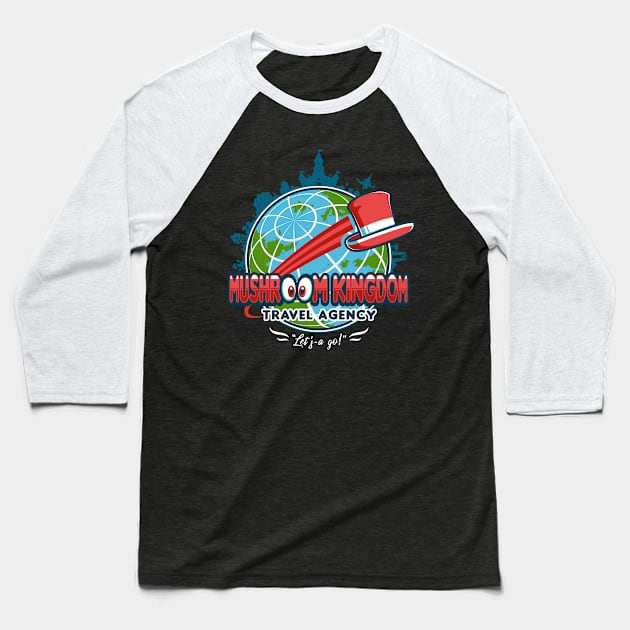 Mushroom Kingdom Travel Agency Baseball T-Shirt by chocopants